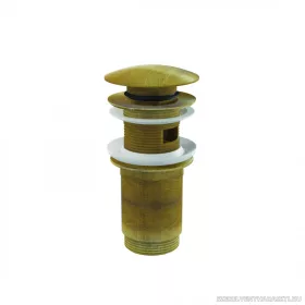   CLICK/CLACK mosdó leeresztő 5/4", túlfolyóval, fémből, nagy dugóval, bronz-antic
