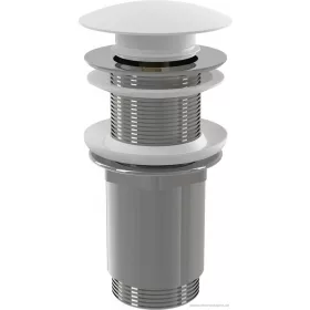   CLICK/CLACK mosdó leeresztő 5/4",túlfolyó nélkül, fémből, nagy fehér dugóval, műanyag és üveg mosdókhoz