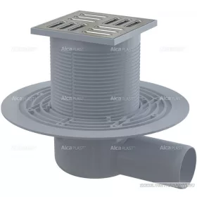   Padlóösszefolyó 105×105/50 mm vízszintes, rozsdamentes rács, kombinált SMART bűzzár