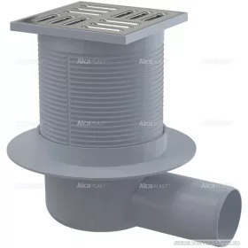   Padlóösszefolyó 105×105/50 mm vízszintes, rozsdamentes rács, kombinált SMART bűzzár