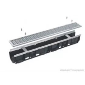   Kültéri folyóka 100 mm fém peremmel és horganyzott ráccsal C250