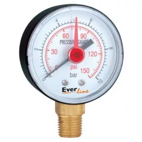   Manométer, nyomásmérő alsós 10bar/150PSI, 1/4"csatlakozással, Ø 63mm