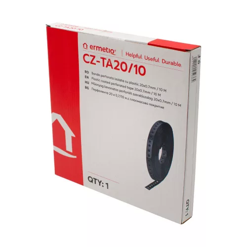 Műanyag bevonatos perforált rögzítőszalag 20x0.7mm / 10 M