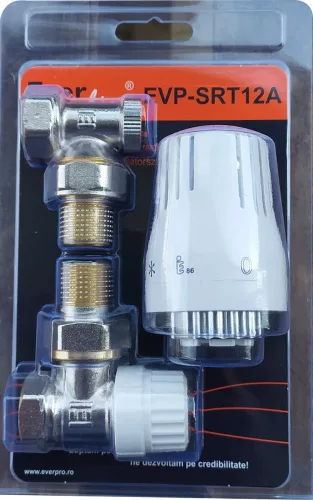 Termosztatikus radiátorszelep szett sarok 1/2"