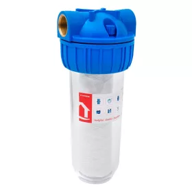  Poharas vízszűrő 10", 1"-os bekötéssel, szerelő kulcs, tartó, pamutszűrő 25 μm, max.: 10 bar, hőfok: 5 - 45°C