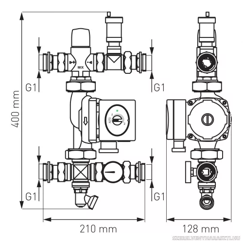 Padló és felületfűtés szabályzó szett keringetőszivattyúval