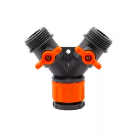  Y vízelosztó csatlakozó,zárható,  1/2-3/4"BM - 2 x1/2" KM