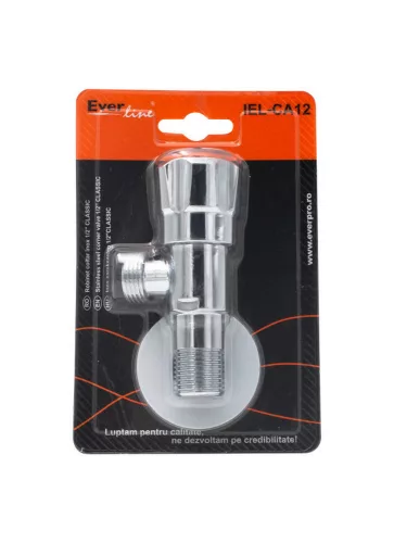 Kerámia betétes INOX sarokszelep 1/2" CLASSIC