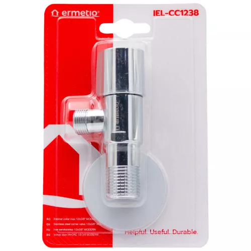 Kerámia betétes INOX sarokszelep 1/2x3/8" MODERN