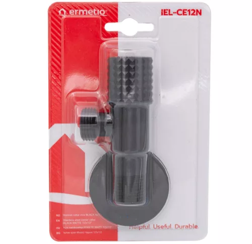 Kerámia betétes INOX sarokszelep 1/2x3/8" MATT FEKETE