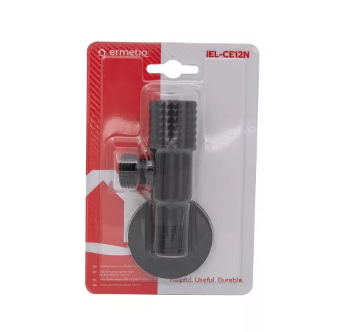 Kerámia betétes INOX sarokszelep 1/2" MATT FEKETE