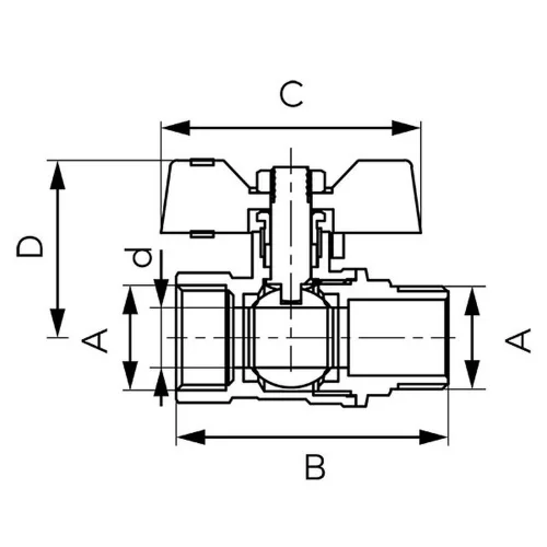 Ferro F-Comfort golyóscsap, pillangókar, KB, 1/2"