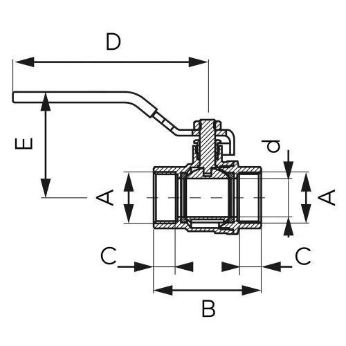 Ferro F-Power golyóscsap lapátkarral, 2 1/2" BB