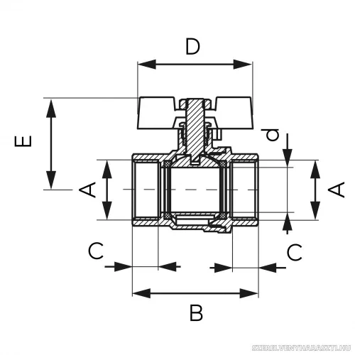 Ferro F-Power golyóscsap pillangókarral, 1/2" BB
