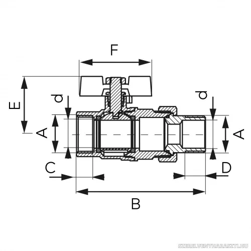 Ferro F-Power golyóscsap pillangókarral, 3/4" toldatos KB