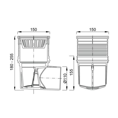 Kültéri víznyelő Ø110 mm-es