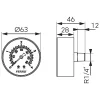 Nyomásmérő hátsó csatlakozású 4 bar, Ø63 mm, 1/4"