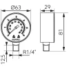 Nyomásmérő alsós csatlakozású 6 bar, Ø63 mm, 1/4"