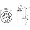 Nyomásmérő hátsó csatlakozású 10 bar, Ø63 mm, 1/4"