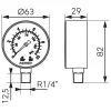 Nyomásmérő alsós csatlakozású 10 bar, Ø63 mm, 1/4"