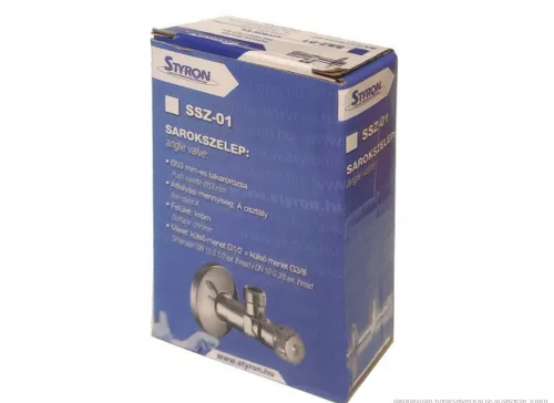 Sarokszelep 1/2"-3/8"-os csavarzat nélkül