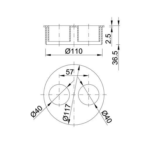 Dugó Ø110 mm-es, 2xØ40-es redukcióval