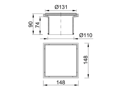 Magasító, Festett barna 150x150 mm-es üvegráccsal