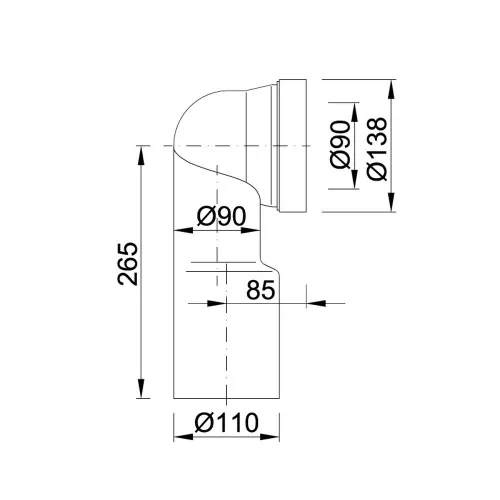 WC bekötő könyök Ø110 mm-es
