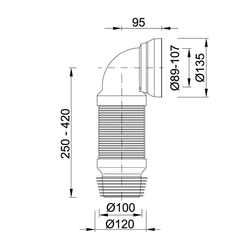 Flexibilis WC bekötő könyök Ø90 mm-es