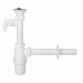   Mosdószifon, nagyáteresztésű, leeresztőszeleppel, mosógép csatlakozóval, Ø32 mm-es elfolyással