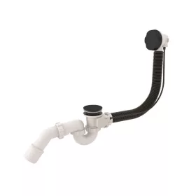   Fekete automata leeresztő és kádszifon 53 cm hosszú bowdennel 