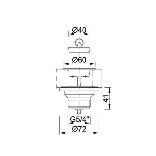 Leeresztőszelep 5/4” - Ø60 mm-es tányérral és M6x70-es csavarral
