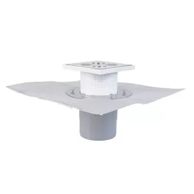   Padlószifon függőleges csatlakozással, szigetelhető, magasított rozsdamentes ráccsal + magasító gyűrűvel,  Ø110/50 mm-es, univerzális