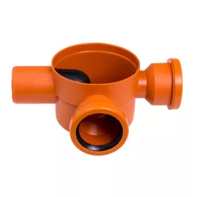   Padlószifon, tokozott, gumigyűrűs, III. ágú, 80mm, Lapos (jobbos)