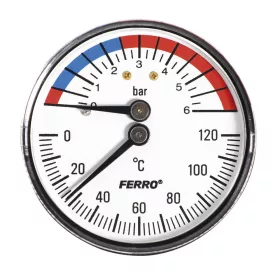   Termomanométer hátsós csatl. 0-120°C, 6 bar, Ø63 mm, 1/2"
