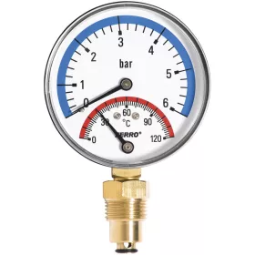   Termomanométer alsós csatl. 0-120°C, 6 bar, Ø80 mm, 1/2"  