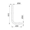 Ø28-as WC öblítő cső, rövid, fehér (Ø30x1,5mm)