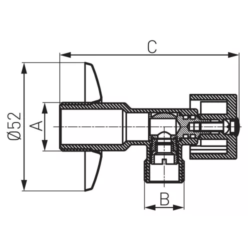 Sarokcsap fémfogantyúval 1/2"x1/2"