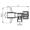 Sarokcsap fémfogantyúval 1/2"x3/4"