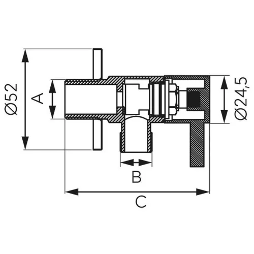 Arany Sarokcsap fémfogantyúval 1/2"x3/8"