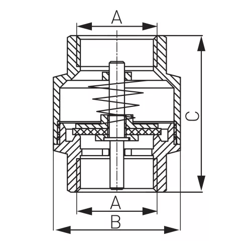 Visszacsapó szelep réz tányérral 1/2", BB 