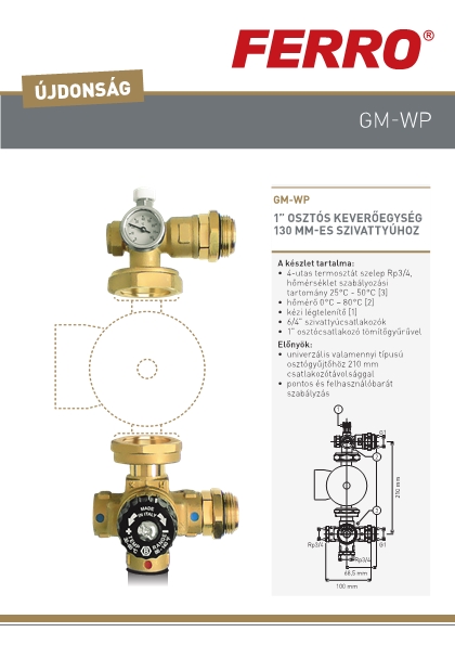 Technikai adatlap GM-WP - 1” osztós keverőegység 130 mm-es szivattyúhoz